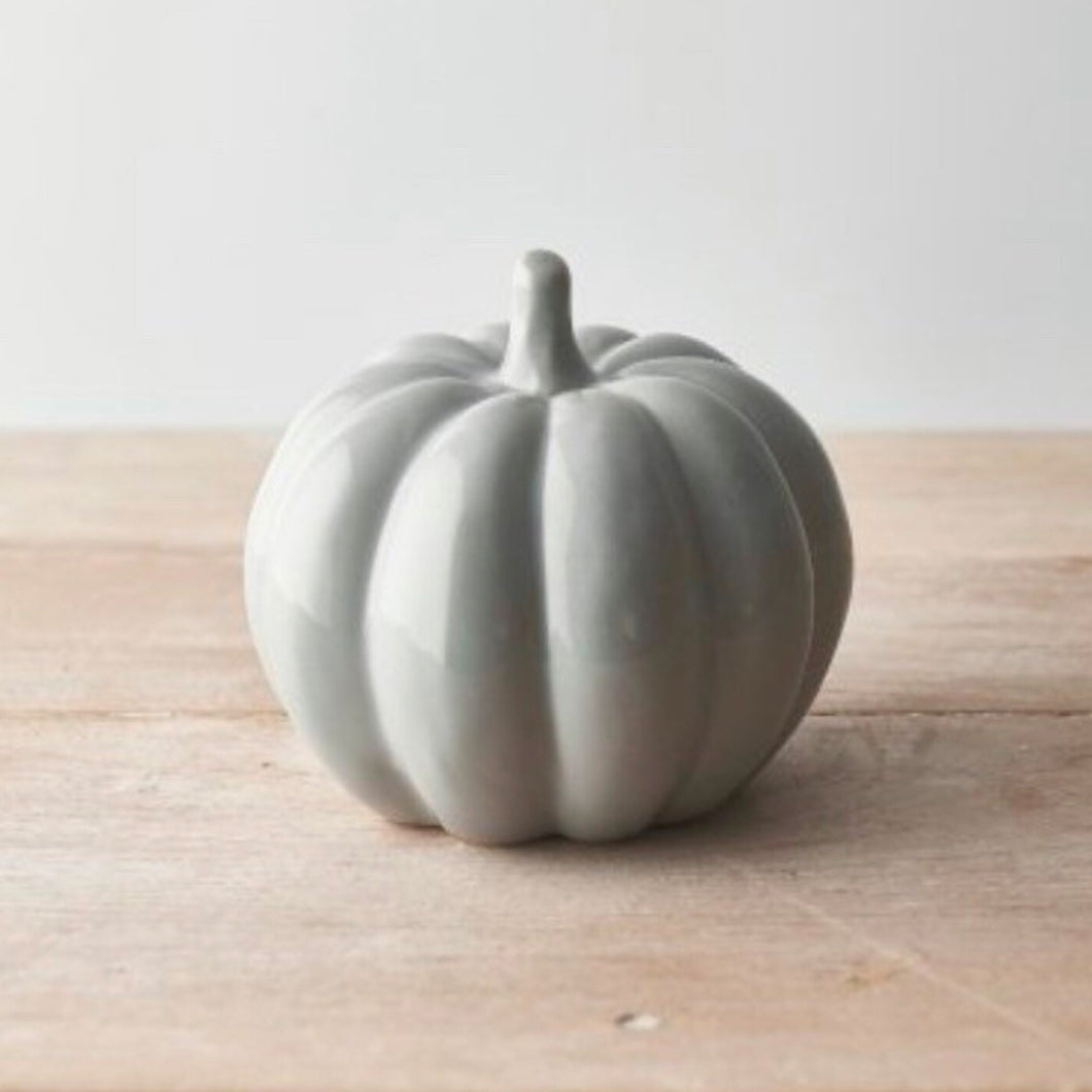 Medium Grey Ceramic Pumpkin