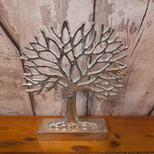 Chunky Silver Tree of Life on Silver Base 28cm