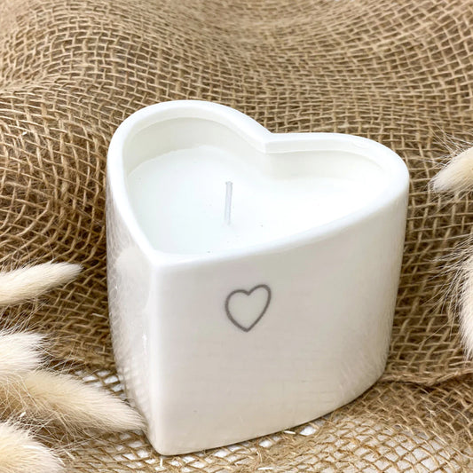 Vanilla Scented Ceramic Heart Candle