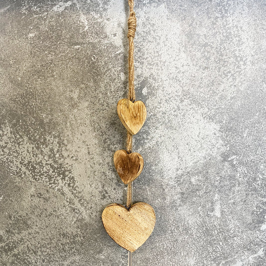 Hanging Wooden Cluster Hearts