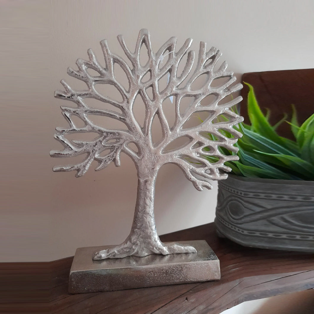 Chunky Silver Tree of Life on Silver Base 28cm