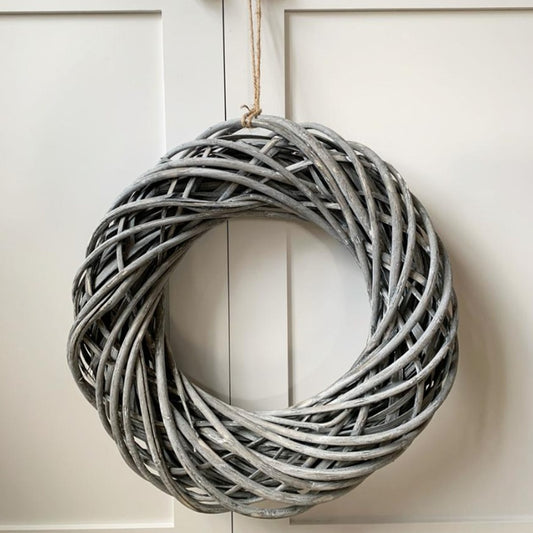 Rattan Grey Wreath - 40cm