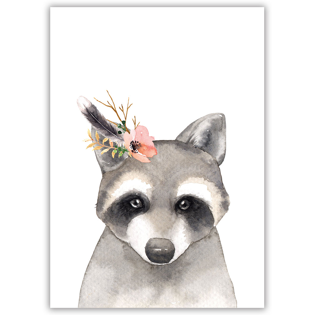 Floral Woodland Raccoon