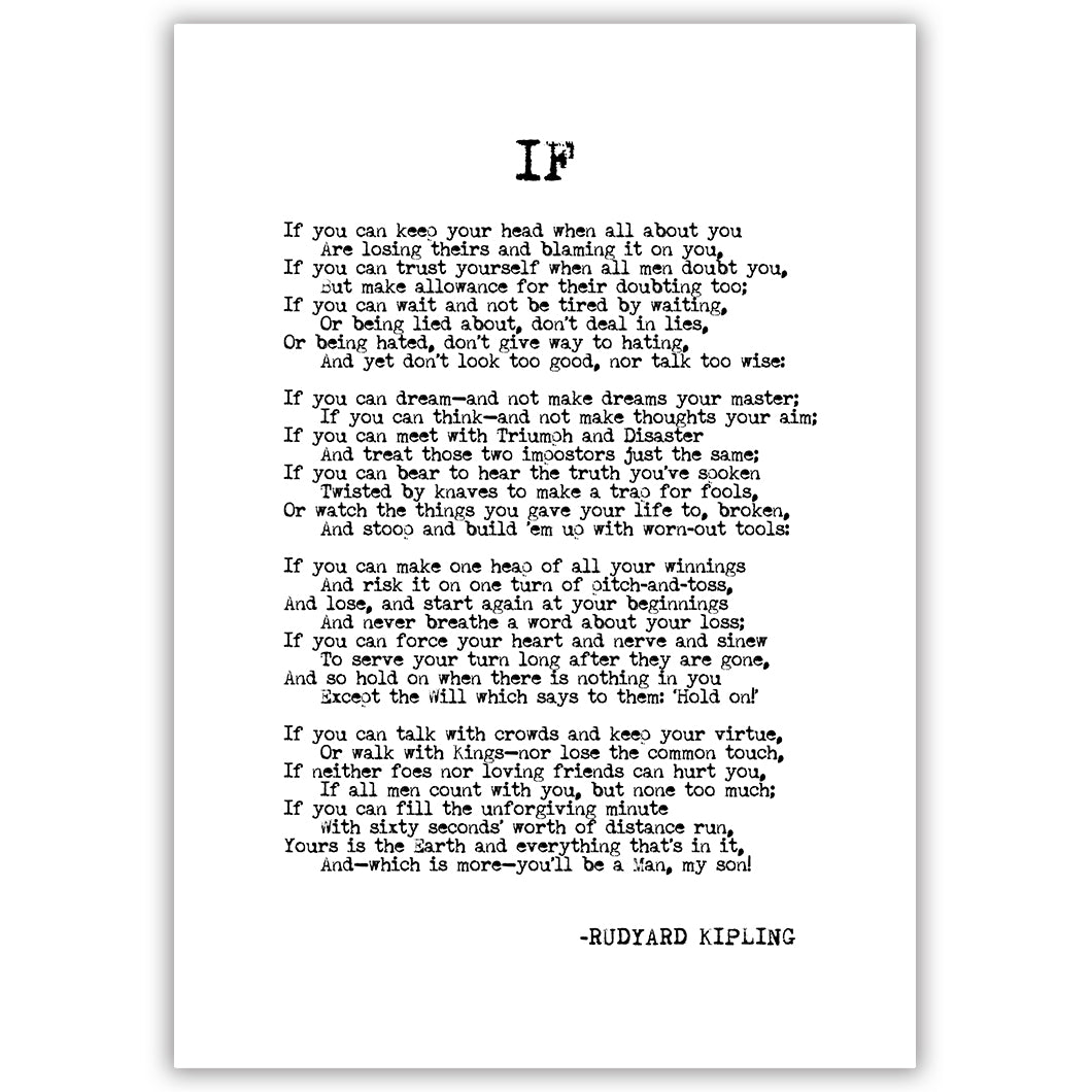 IF - by Rudyard Kipling Poem