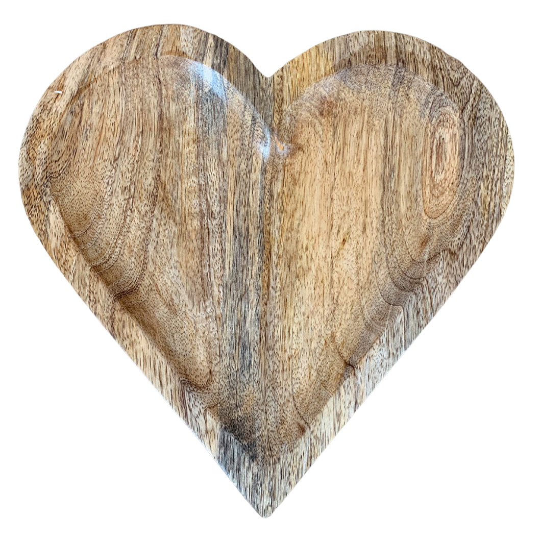Decorative Wooden Heart Dish, 25cm