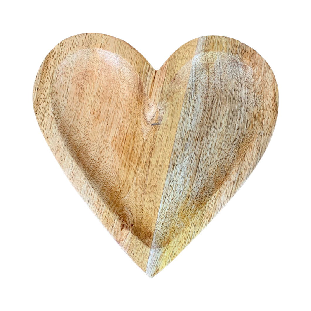 Natural Wooden Heart Dish, 20cm