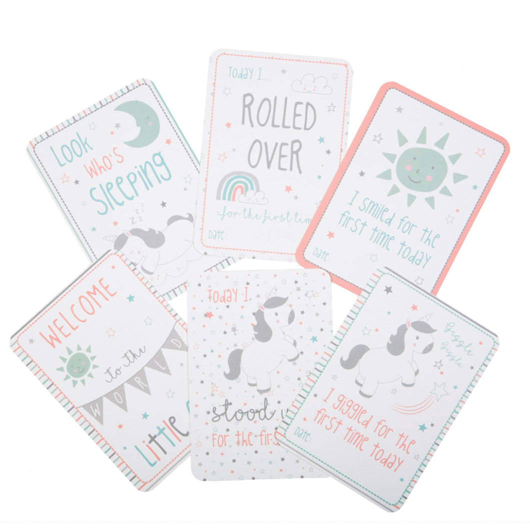 Evie Unicorn Baby Milestone Cards - Set of 16