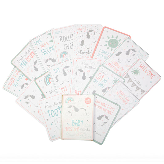 Evie Unicorn Baby Milestone Cards - Set of 16