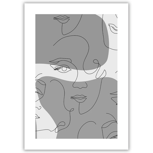Abstract Face Lines - Grey