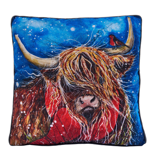 Winter Highland Cow Cushion
