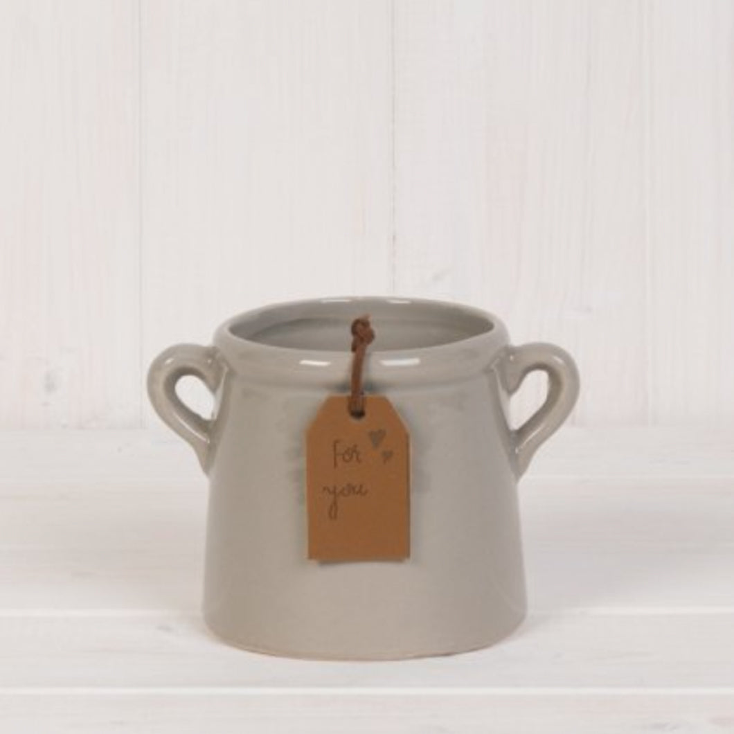 Small Grey Planter with 'For You' Tag