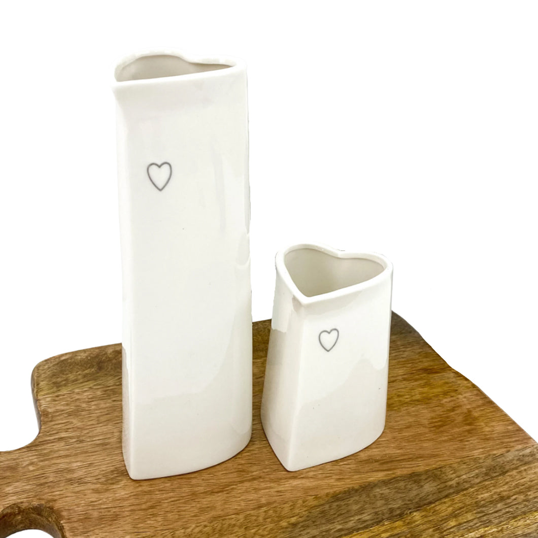 White Heart Ceramic Vase