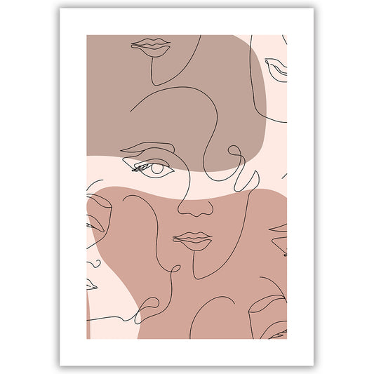 Abstract Face Lines - Neutral Pinks