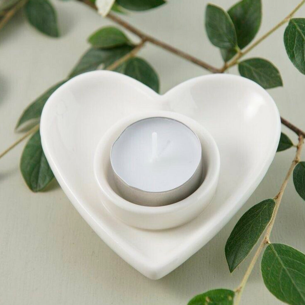 Small Heart Tea-Light Holder - White