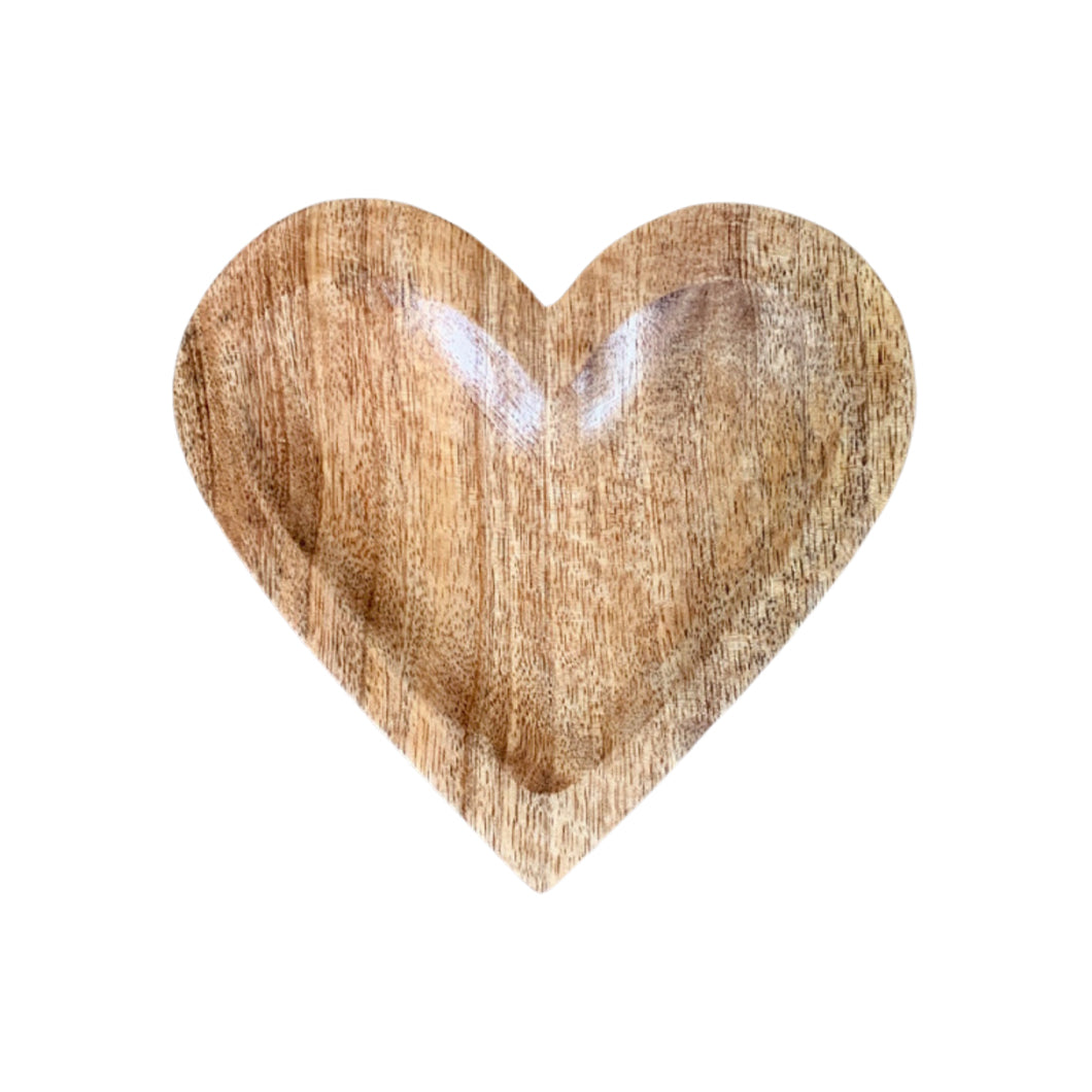 Natural Wooden Heart Dish, 15cm